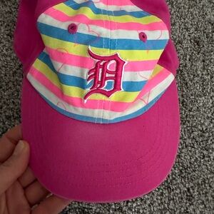 Pink Striped Detroit Cap Toddlers with Embroidered Logo